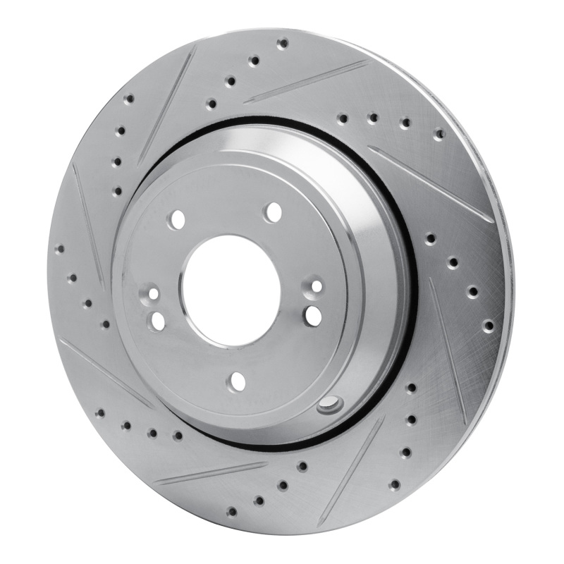 Genesis G80 Brake Rotor (1) - Rear Left - R1 Concepts - Drilled & Slotted - Silver - `18-`23